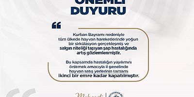 HATAY’DA HAYVAN SATIŞ YERLERİ GEÇİCİ OLARAK KAPATILDI