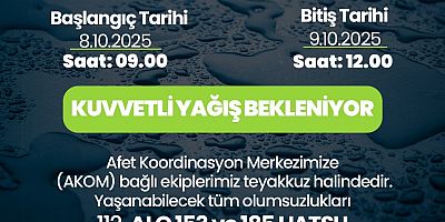 HBB’DEN SAĞANAK YAĞIŞ UYARISI