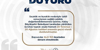 HBB, TOPRAK ANALİZ HİZMETİNİ GEÇİCİ OLARAK ERTELEDİ